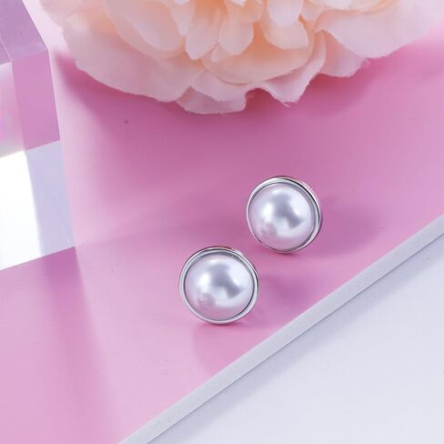 LAXPICOL 12mm Simulated Pearl Clip On Earrings No Piercing Fashion Elegant Stud Earrings For Women in Saudi Arabia