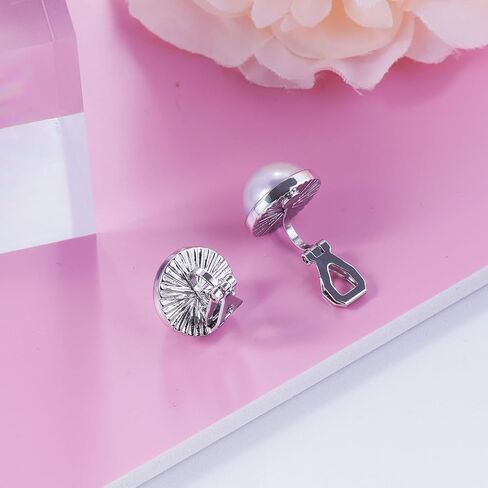 LAXPICOL 12mm Simulated Pearl Clip On Earrings No Piercing Fashion Elegant Stud Earrings For Women in Saudi Arabia