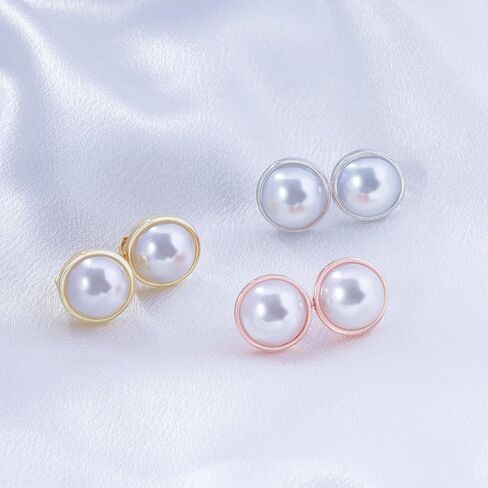LAXPICOL 12mm Simulated Pearl Clip On Earrings No Piercing Fashion Elegant Stud Earrings For Women in Saudi Arabia
