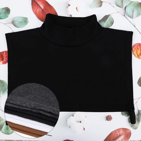 4 Pcs Fake Turtleneck Dickey Detachable Collars 16 Inch Half Top Mock Blouse Collar for Women Men, Navy Blue, White, Gray and Black in Kuwait