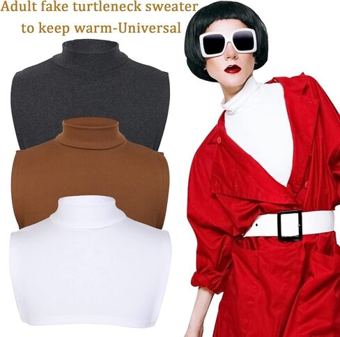 4 Pcs Fake Turtleneck Dickey Detachable Collars 16 Inch Half Top Mock Blouse Collar for Women Men, Navy Blue, White, Gray and Black in Kuwait