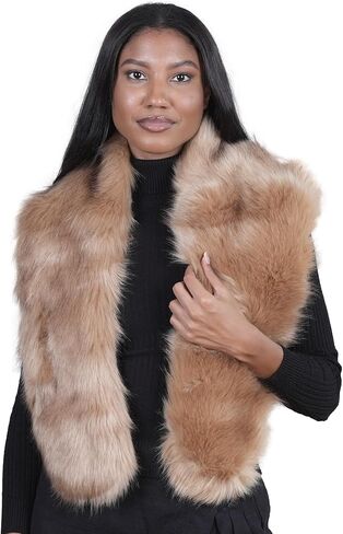 شال فرو صناعي - شال شتوي من الفرو الصناعي للنساء - لفات من الفرو الصناعي لحفلات الزفاف، ياقة من الفرو الصناعي لمعطف الشتاء والاستخدام المسائي in Kuwait