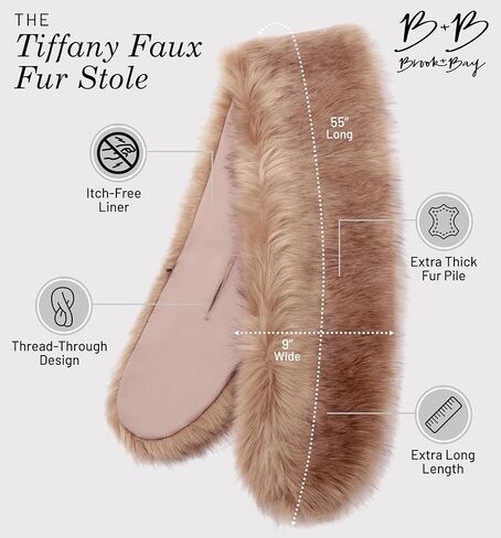 شال فرو صناعي - شال شتوي من الفرو الصناعي للنساء - لفات من الفرو الصناعي لحفلات الزفاف، ياقة من الفرو الصناعي لمعطف الشتاء والاستخدام المسائي in Kuwait
