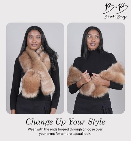 شال فرو صناعي - شال شتوي من الفرو الصناعي للنساء - لفات من الفرو الصناعي لحفلات الزفاف، ياقة من الفرو الصناعي لمعطف الشتاء والاستخدام المسائي in Kuwait