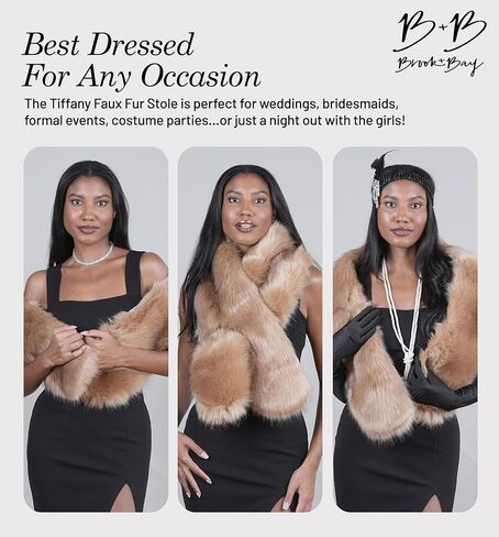 شال فرو صناعي - شال شتوي من الفرو الصناعي للنساء - لفات من الفرو الصناعي لحفلات الزفاف، ياقة من الفرو الصناعي لمعطف الشتاء والاستخدام المسائي in Kuwait