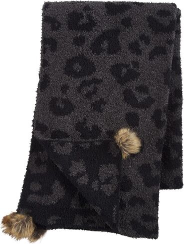 Mud Pie Leopard Chenille Womens Scarf, Black Leopard, Leopard, One size in Saudi Arabia