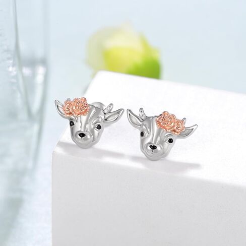 Goat/Highland Cow/Axolotl/Cat/Seal/Frog Stud Earrings Sterling Silver Animal Stud Earrings Animal Jewelry Gifts for Women Girls in Saudi Arabia