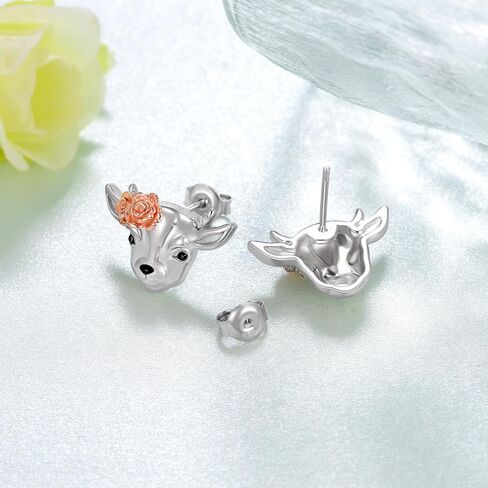 Goat/Highland Cow/Axolotl/Cat/Seal/Frog Stud Earrings Sterling Silver Animal Stud Earrings Animal Jewelry Gifts for Women Girls in Saudi Arabia
