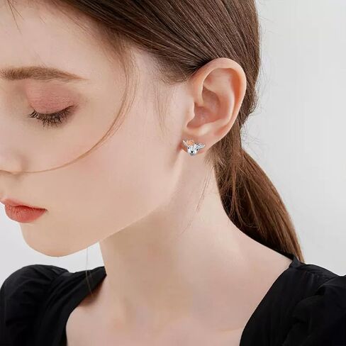 Goat/Highland Cow/Axolotl/Cat/Seal/Frog Stud Earrings Sterling Silver Animal Stud Earrings Animal Jewelry Gifts for Women Girls in Saudi Arabia
