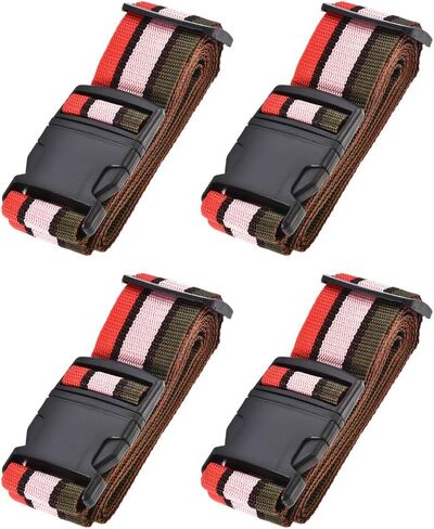 uxcell Luggage Straps Suitcase Belts with Buckle Label, 2x78 2Mx5cm Adjustable PP Travel Bag Packing Accessories, Multi Color (Red Pink Dark Green) 4Pcs in Saudi Arabia