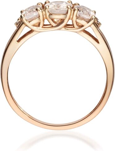 Gin & Grace 10K Rose Gold Pink Natural Morganite Diamond 3 Stone Engagement Promise Propose Promise Ring for Women in Saudi Arabia