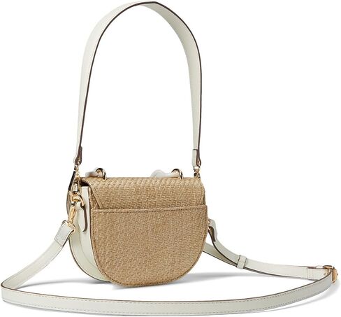 ان كلاين شنطة كتف صغيرة قابلة للتحويل مع سلسلة من الراتنج، منسوجة من القشة/ان وايت/ان وايت، نسيج القش/ابيض ان/ابيض، مقاس واحد in Kuwait