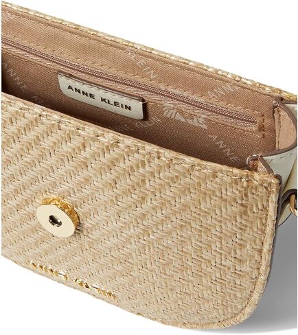 ان كلاين شنطة كتف صغيرة قابلة للتحويل مع سلسلة من الراتنج، منسوجة من القشة/ان وايت/ان وايت، نسيج القش/ابيض ان/ابيض، مقاس واحد in Kuwait