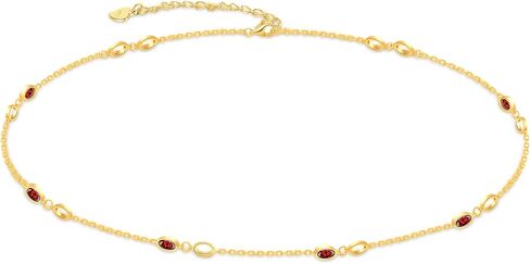 riviko قلادة جوهرة للنساء الفتيات، 925 الفضة الاسترليني مطلية بالذهب قلادة المرأة لذيذ، قابل للتعديل جوهرة الميلاد قلادة الذكرى مجوهرات عيد الحب هدايا عيد ميلاد للفتيات أمي زوجة صديقة سيدة in Kuwait