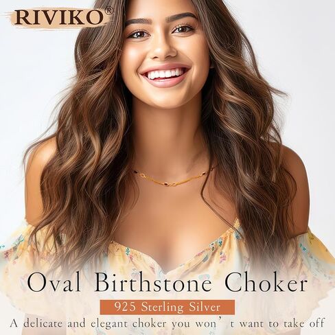 riviko قلادة جوهرة للنساء الفتيات، 925 الفضة الاسترليني مطلية بالذهب قلادة المرأة لذيذ، قابل للتعديل جوهرة الميلاد قلادة الذكرى مجوهرات عيد الحب هدايا عيد ميلاد للفتيات أمي زوجة صديقة سيدة in Kuwait
