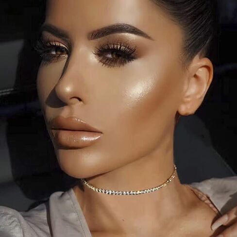 عقد من حجر الراين من Avanlin مطلي بالفضة مكون من طبقة واحدة سلسلة مجوهرات للنساء والفتيات in Kuwait