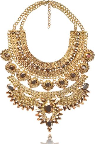 NABROJ Chunky Gold Necklace Valentines Day Gifts for Women - Statement Necklace Boho African Choker Tribal Collar Metal Necklace Egyptian Costume Jewelry for Women in Kuwait