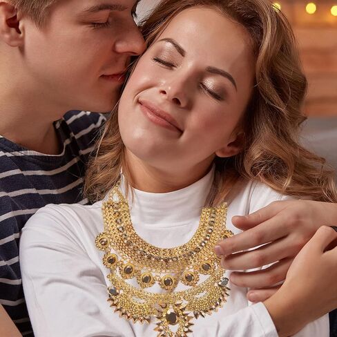 NABROJ Chunky Gold Necklace Valentines Day Gifts for Women - Statement Necklace Boho African Choker Tribal Collar Metal Necklace Egyptian Costume Jewelry for Women in Kuwait