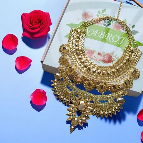 NABROJ Chunky Gold Necklace Valentines Day Gifts for Women - Statement Necklace Boho African Choker Tribal Collar Metal Necklace Egyptian Costume Jewelry for Women in Kuwait
