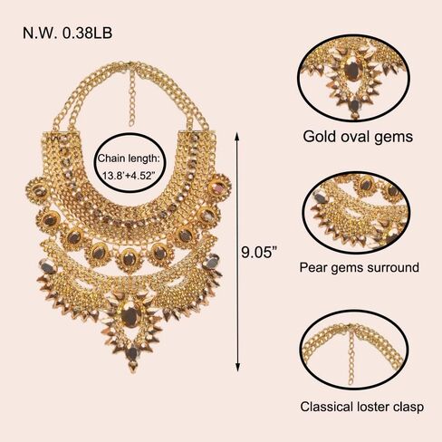 NABROJ Chunky Gold Necklace Valentines Day Gifts for Women - Statement Necklace Boho African Choker Tribal Collar Metal Necklace Egyptian Costume Jewelry for Women in Kuwait