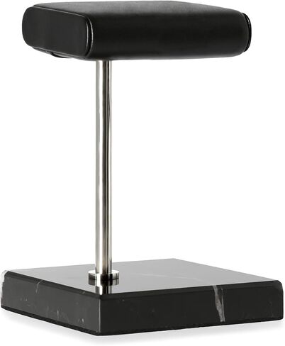 Steeltime Deluxe Vegan Handcrafted Leather Padded Watch Holder + Display Stand (Black Onyx Gold/Double) in Kuwait