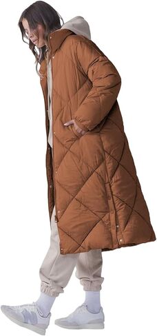 Tankaneo Women's Quilted Puffer Jacket Long Winter Coats Zip Up Baggy Down Outerwear with Pockets in Kuwait