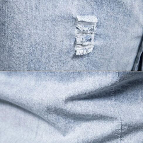 LONGBIDA Mens Denim Shirt Button Down Long Sleeve Casual Slim Fit Shirts in Saudi Arabia