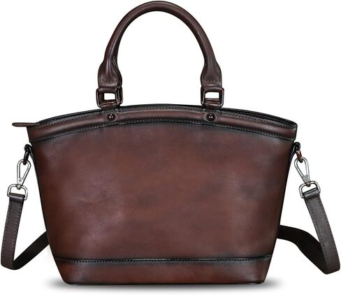 Genuine Leather Handbags for Women Satchel Top Handle Bags Handmade Vintage Crossbody Handbags Retro Tote Purse in Saudi Arabia