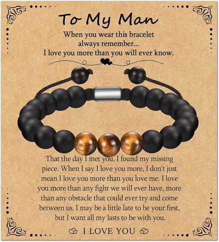 هدايا EPIRORA للرجال - سوار مطرز بالحجر الطبيعي للرجال والزوج والصديق، هدية عيد الميلاد وأعياد الميلاد له in Kuwait