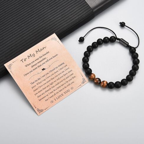 هدايا EPIRORA للرجال - سوار مطرز بالحجر الطبيعي للرجال والزوج والصديق، هدية عيد الميلاد وأعياد الميلاد له in Kuwait