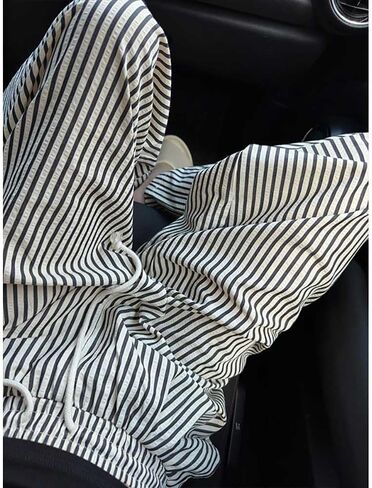 XIBAOBAO Women's Striped Wide Leg Lounge Pants Pinstripe Drawstring Lightweight Petite Trousers in Saudi Arabia