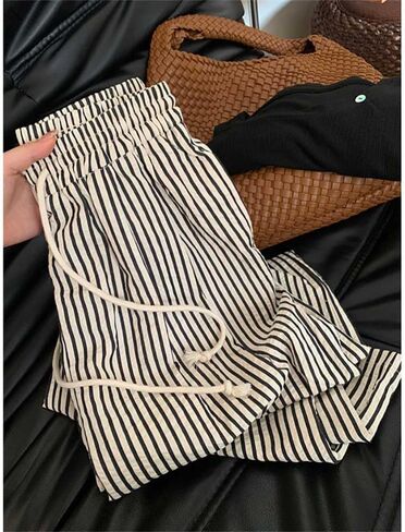 XIBAOBAO Women's Striped Wide Leg Lounge Pants Pinstripe Drawstring Lightweight Petite Trousers in Saudi Arabia