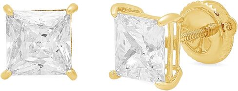 1.9ct الأميرة قطع سوليتير حقيقية الأبيض خلق الياقوت للجنسين مصمم وأقراط الصلبة 14 كيلو الذهب الأصفر المسمار الخلفي مجوهرات خالية من الصراع in Kuwait