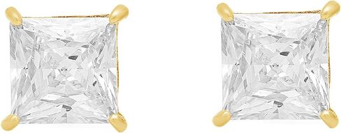 1.9ct الأميرة قطع سوليتير حقيقية الأبيض خلق الياقوت للجنسين مصمم وأقراط الصلبة 14 كيلو الذهب الأصفر المسمار الخلفي مجوهرات خالية من الصراع in Kuwait