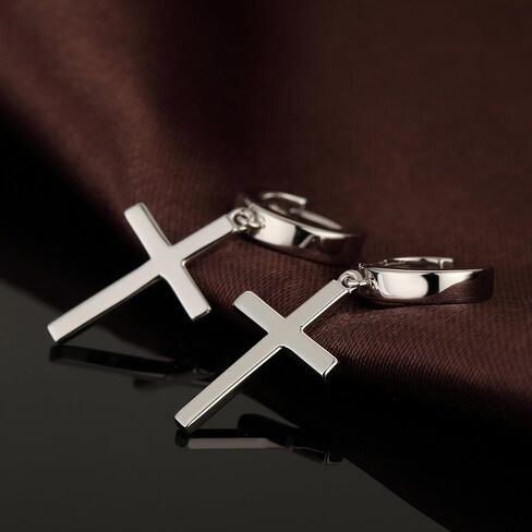 أقراط جيايانج المتقاطعة للنساء والرجال، أقراط متدلية من الفضة الإسترلينية عيار 925، أقراط متقاطعة بسيطة للرجال، مجوهرات متقاطعة فضية/أسود/ذهبي وردي/ذهبي، أقراط يومية للبالغين in Kuwait