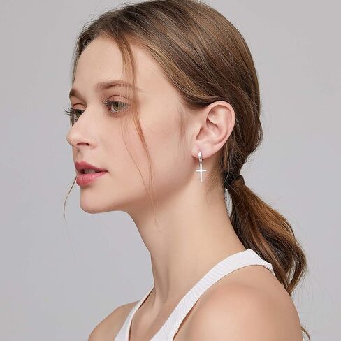 أقراط جيايانج المتقاطعة للنساء والرجال، أقراط متدلية من الفضة الإسترلينية عيار 925، أقراط متقاطعة بسيطة للرجال، مجوهرات متقاطعة فضية/أسود/ذهبي وردي/ذهبي، أقراط يومية للبالغين in Kuwait