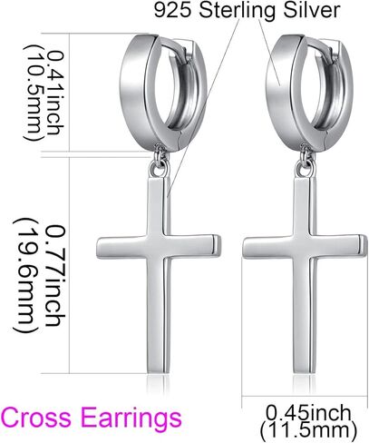 أقراط جيايانج المتقاطعة للنساء والرجال، أقراط متدلية من الفضة الإسترلينية عيار 925، أقراط متقاطعة بسيطة للرجال، مجوهرات متقاطعة فضية/أسود/ذهبي وردي/ذهبي، أقراط يومية للبالغين in Kuwait