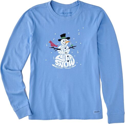 Life is Good Wordy Let It Snowman Cotton Tee, Shortsleeve Graphic Crew Neck T-Shirt in Saudi Arabia
