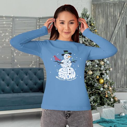 Life is Good Wordy Let It Snowman Cotton Tee, Shortsleeve Graphic Crew Neck T-Shirt in Saudi Arabia