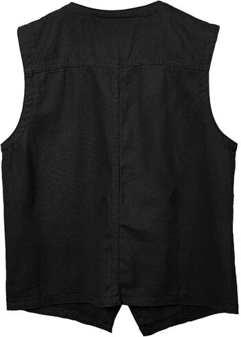 سترة Kedera النسائية بدون أكمام من قماش الدنيم ورقبة على شكل حرف V وأزرار سفلية خفيفة الوزن من الجينز in Kuwait