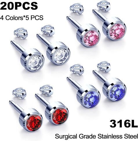 Ear Piercing Gun Kit, Professional Body Earrings Piercing Kit with A Pair of 18K Real Gold Plated Earrings, 20 Stainless Steel Stud Earrings, 10 Sterling Silver Ear Sticks,10 Iodophor Cotton Swabs in Saudi Arabia