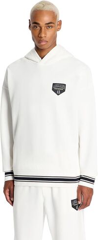 A｜X ARMANI EXCHANGE Men's Collegiate Capsule Cotton French Terry Logo Patch Pullover Hoodie Sweatshirt in Saudi Arabia