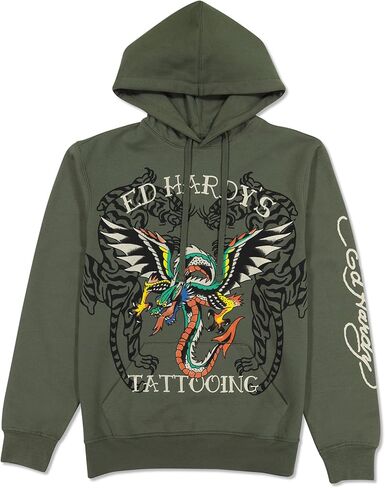 بلوفر بغطاء للرأس وشم التنين للرجال من ED HARDY in Kuwait