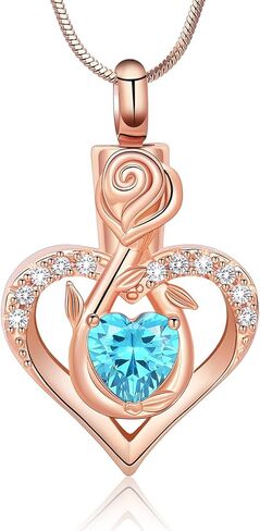Minicremation Infinity Flower Cremation Urn Necklace for Ashes Birthstone Love Urn Necklace Ashes Cremation Jewelry Memorial Keepsake Jewelry Women in Saudi Arabia