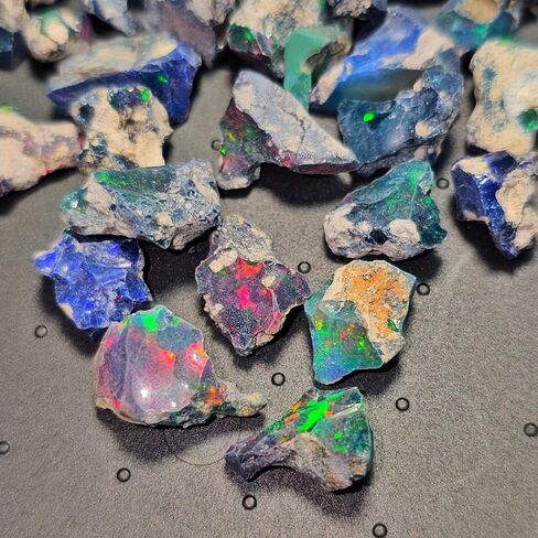 JAI GEMS 10 قطع من الأوبال الأسود الإثيوبي الخام الخام جودة AAA - 10-15 مم | الأوبال غير المقطوعة | بلورات العقيق الحقيقي الخام in Kuwait