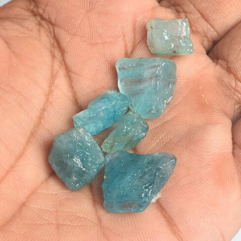 gemhub Amazing AAA++ Quality Raw Sky Blue Aquamarine 47.00 Ct Rough Natural Healing Crystal Stones Lot of 6 Pcs, gemstone, gemstones lot in Saudi Arabia
