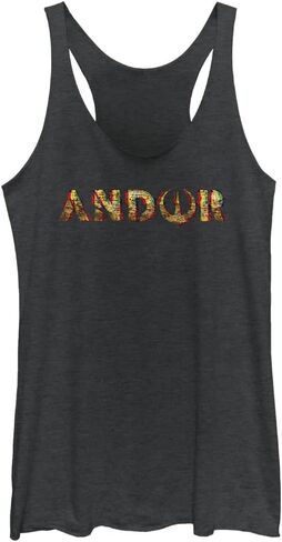 Star Wars Andor Glitch Logo Women's Fast Fashion Racerback Tank Top, Black Heather, Small in Saudi Arabia