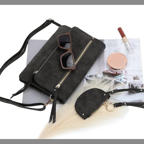 Freie Liebe المرأة محفظة كروس مع محفظة صغيرة للعملة المعدنية حقيبة صغيرة جيوب متعددة محفظة الهاتف الخليوي حقيبة يد in Kuwait