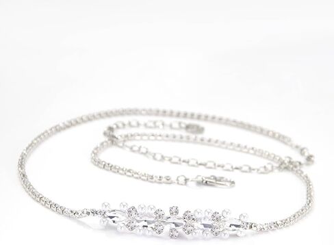 حزام YooAi للسيدات من حجر الراين للفساتين وحزام الخصر الكريستالي لفستان الزفاف الرسمي وحزام الزفاف وحزام الزفاف واللؤلؤ الفضي in Kuwait