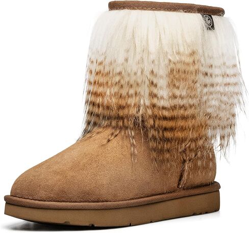 AUMU Women's Faux Fur Boot Furry Fluffy Short Snow Boot Sheep Insole in Saudi Arabia